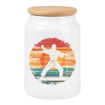 Karatéka - Boîte à biscuits avec couvercle en bois - blanc - Devant