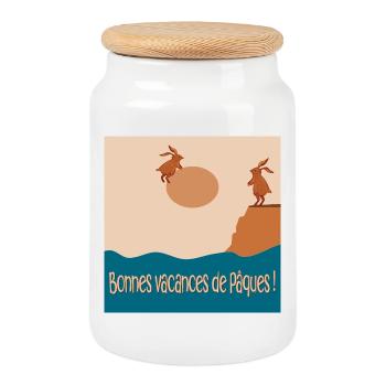 Bonnes vacances de Pâques - Boîte à biscuits avec couvercle en bois - blanc - Devant