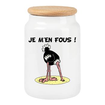 Faire l'autruche - Boîte à biscuits avec couvercle en bois - blanc - Devant