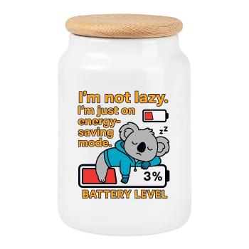 Koala in energy-saving mode - Cookie Jar with Wooden Lid - white - Front