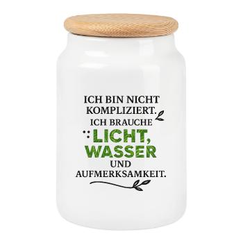 J’ai besoin de lumière, d’eau, d’attention - Boîte à biscuits avec couvercle en bois - blanc - Devant