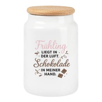 Le printemps dans l’air, chocolat à la main - Boîte à biscuits avec couvercle en bois - blanc - Devant