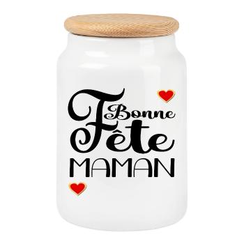 Bonne Fête Maman Amour - Boîte à biscuits avec couvercle en bois - blanc - Devant
