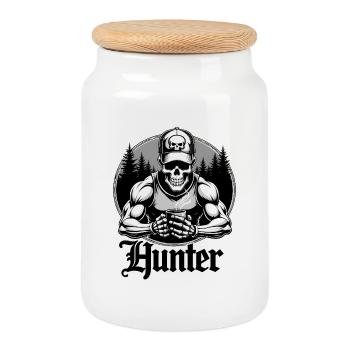 Skullyjack Design « Chasseur Gothique » - Boîte à biscuits avec couvercle en bois - blanc - Devant
