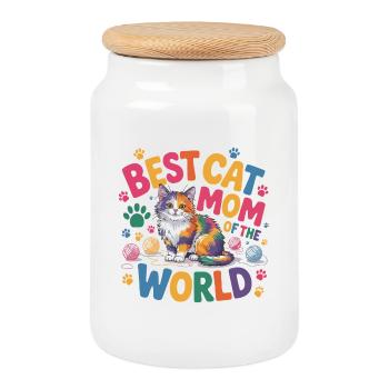 Meilleure maman chat du monde - Boîte à biscuits avec couvercle en bois - blanc - Devant