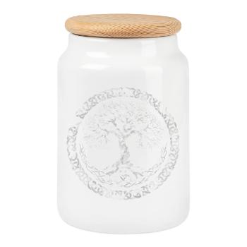 Yggdrasil Tree of Life - Cookie Jar with Wooden Lid - white - Front