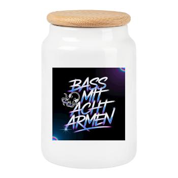 Bass MHF Acht Armen Neon Design - Keksdose mit Holzdeckel - Weiß - Vorne