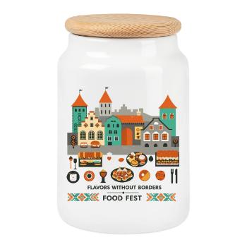 Street Food Festival - Keksdose mit Holzdeckel - Weiß - Vorne