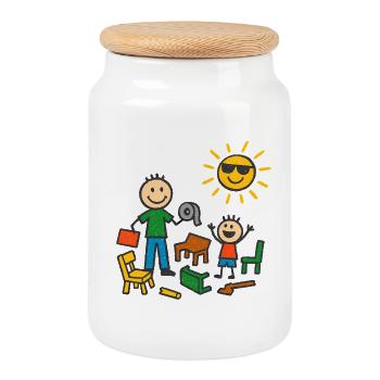 Papa baut das schon - Keksdose mit Holzdeckel - Weiß - Vorne
