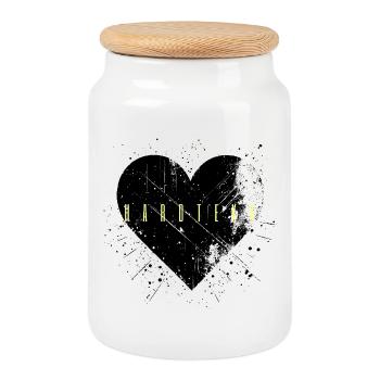 Hardtekk Hard Tekk Hardstyle Techno Heart - Cookie Jar with Wooden Lid - white - Front