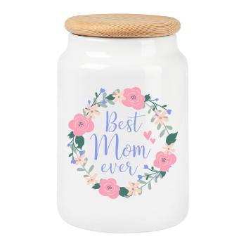 Best Mom ever - lila - Keksdose mit Holzdeckel - Weiß - Vorne