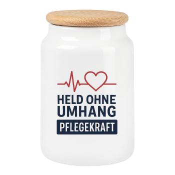 Chemise de soignant – Héros sans cadeau de cape - Boîte à biscuits avec couvercle en bois - blanc - Devant