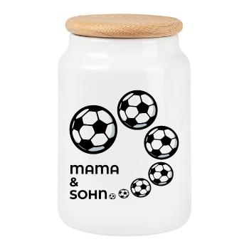 MUTTERTAG FUßBALL MAMA SOHN FUssBALLSPIELER - Keksdose mit Holzdeckel - Weiß - Vorne