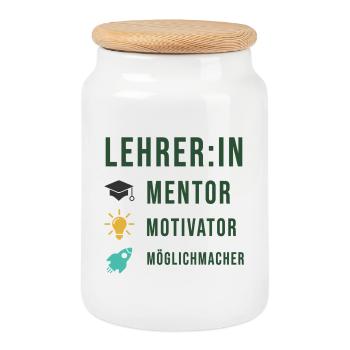 Gift Teacher - Teacher, Mentor Motivator Shirt - Cookie Jar with Wooden Lid - white - Front