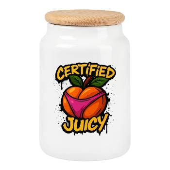 Certified Juicy - Cookie Jar with Wooden Lid - white - Front