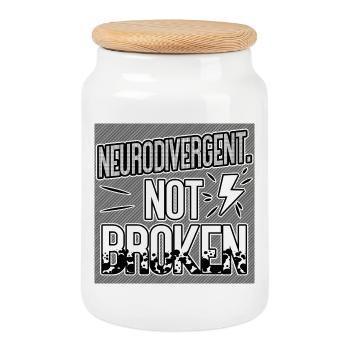 Neurodivergent Not Broken – Neurodiversity Pride - Keksdose mit Holzdeckel - Weiß - Vorne