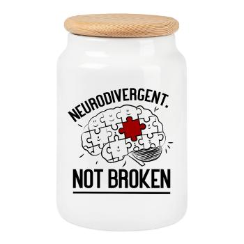 Neurodivergent Not Broken – Strong Mind Statement - Keksdose mit Holzdeckel - Weiß - Vorne
