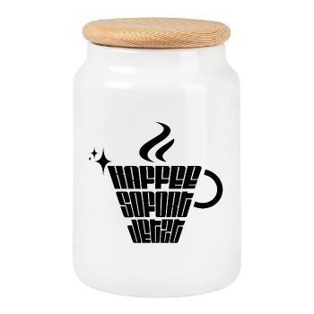 Kaffee. Sofort. Jetzt. - Keksdose mit Holzdeckel - Weiß - Vorne