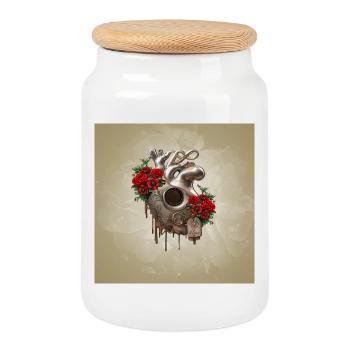 Steampunk Passion, the Mechanical Heart of Love. - Cookie Jar with Wooden Lid - white - Front