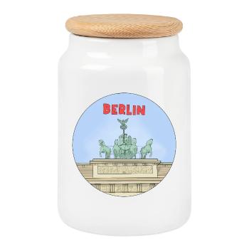 Ville allemande Berlin - Boîte à biscuits avec couvercle en bois - blanc - Devant