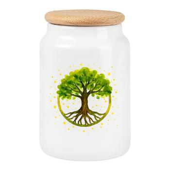 Tree - Cookie Jar with Wooden Lid - white - Front