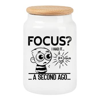 Concentration ? J’en avais eu – l’humour axé sur le TDAH - Boîte à biscuits avec couvercle en bois - blanc - Devant