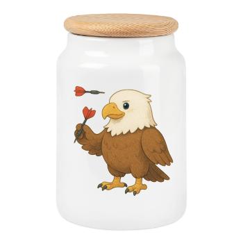 Aigle avec fléchettes - Boîte à biscuits avec couvercle en bois - blanc - Devant
