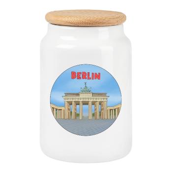 La ville de Berlin en Allemagne - Boîte à biscuits avec couvercle en bois - blanc - Devant