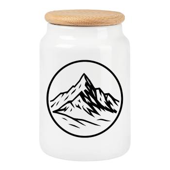 Großglockner - Cookie Jar with Wooden Lid - white - Front