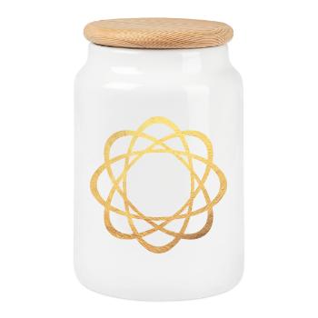 Yoga Heart Love Meditation Gold Luxury Mandala om - Cookie Jar with Wooden Lid - white - Front