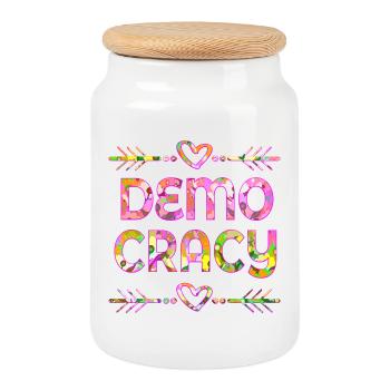 PLANTS INCLUSION DEMOCRACY - Cookie Jar with Wooden Lid - white - Front