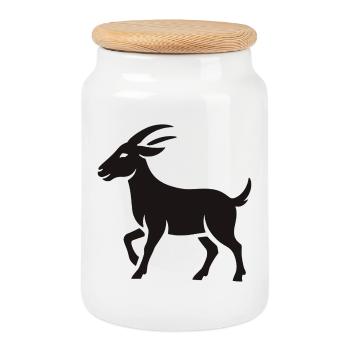 Billygoat - Cookie Jar with Wooden Lid - white - Front