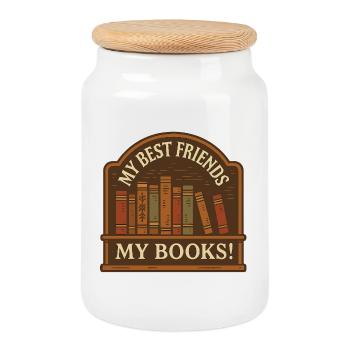 Meine Bücher, meine besten Freunde - Keksdose mit Holzdeckel - Weiß - Vorne
