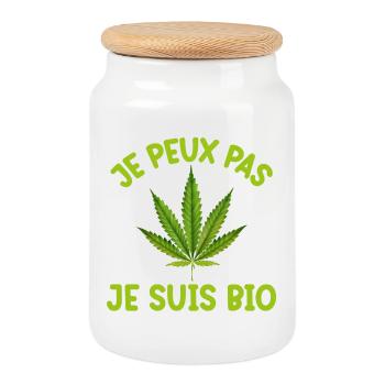 Organic Canna Message T-Shirt - Cookie Jar with Wooden Lid - white - Front