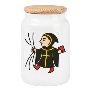 Munich - Cookie Jar with Wooden Lid - white - Front