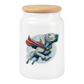 Grand chien braque de Weimar Weimi Cape cadeau - Boîte à biscuits avec couvercle en bois - blanc - Devant