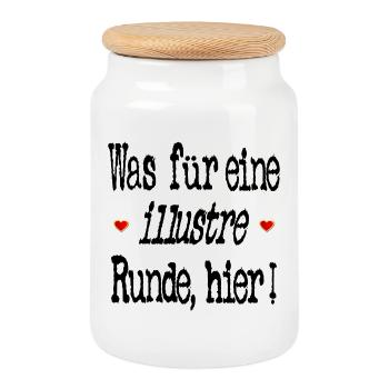 ILLUSTRE RUNDE HUMOR TEAM GRUPPE - Keksdose mit Holzdeckel - Weiß - Vorne