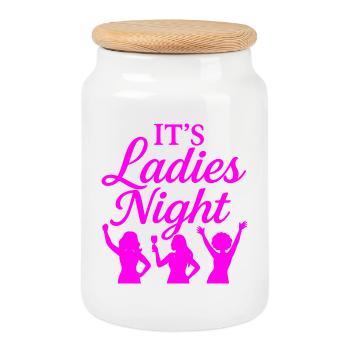 It is Ladies Night - Cookie Jar with Wooden Lid - white - Front