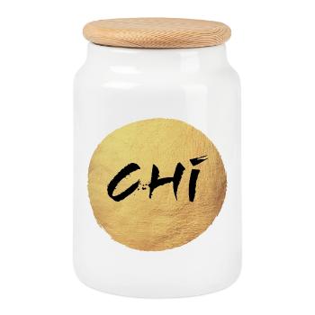 Yoga Cercle d’Or Chi Or Namaste om Méditation - Boîte à biscuits avec couvercle en bois - blanc - Devant