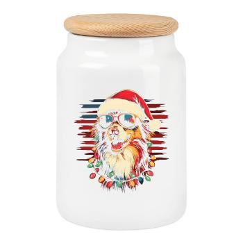 Lunettes de soleil de Noël Shetland Sheepdog Sheltie - Boîte à biscuits avec couvercle en bois - blanc - Devant
