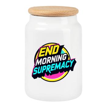 End Morning Supremacy - Keksdose mit Holzdeckel - Weiß - Vorne