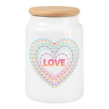 Love. - Cookie Jar with Wooden Lid - white - Front
