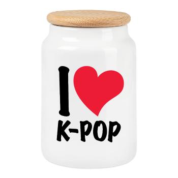 Ich liebe K-Pop - Keksdose mit Holzdeckel - Weiß - Vorne
