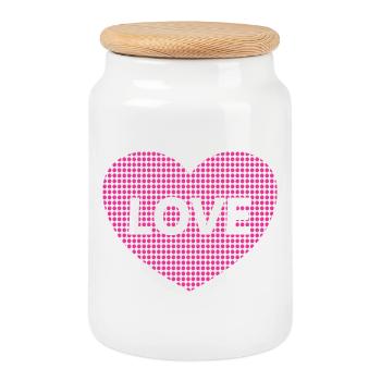 Cœur avec Amour. - Boîte à biscuits avec couvercle en bois - blanc - Devant