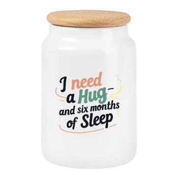 I Need a Hug - Cookie Jar with Wooden Lid - white - Front