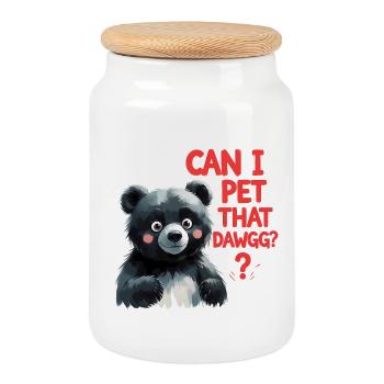 Can I Pet That Dawggg? - Cookie Jar with Wooden Lid - white - Front