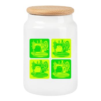Conception de machines à coudre - Boîte à biscuits avec couvercle en bois - blanc - Devant
