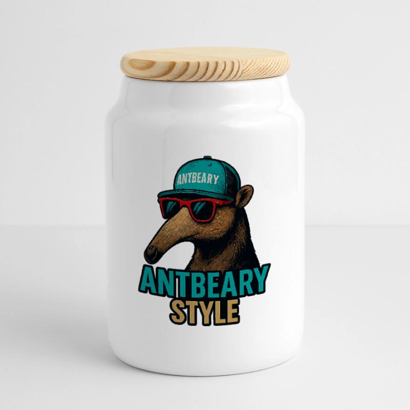 Antbeary Style Aardvark Cartoon Keksdose mit Holzdeckel