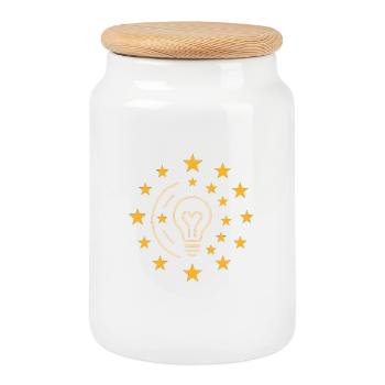 Creative light bulb with star wreath - Cookie Jar with Wooden Lid - white - Front