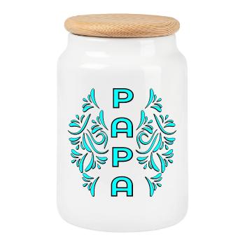 ORNAMENTE VATERTAG PAPA WERDEN - Keksdose mit Holzdeckel - Weiß - Vorne